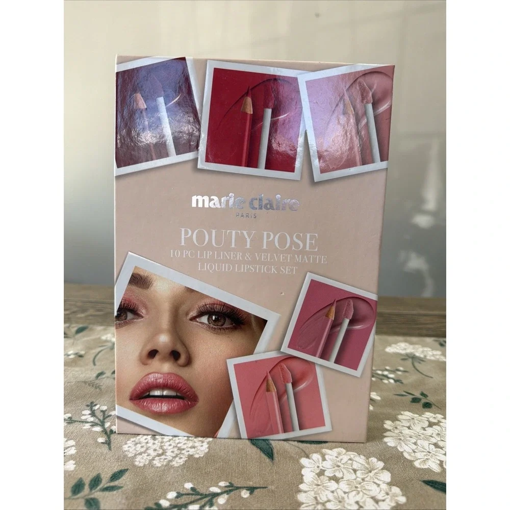 Marie Claire Paris Pouty Pose 10 Pc Lip Liner‎ & Velvet Matte LiquidLipstick Set